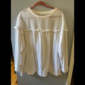 White sweater with lace top, Crown and Ivory 3x